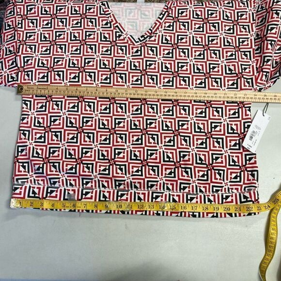 LIZ CLAIBORNE RED WHITE & Black V Neck Sweatshirt Top Size XL New With Tags - Picture 10 of 12